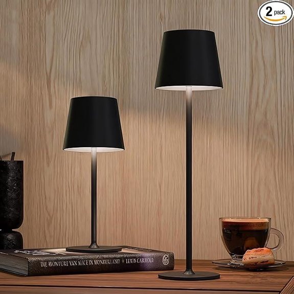 2-Pack Cordless Metal Table Lamp with Touch Dimming