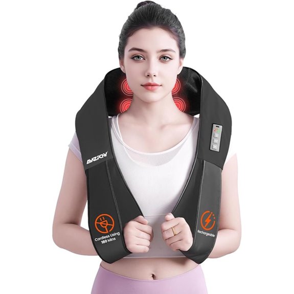 AMZPONY Cordless Neck Massager with Heat and Kneading
