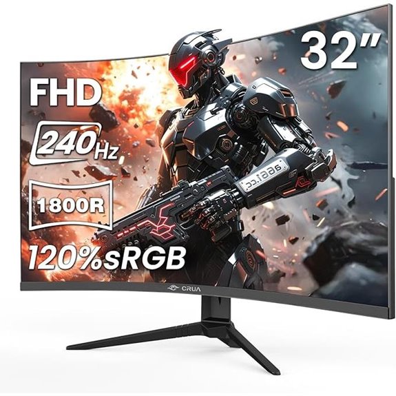 CRUA 32 Curved Gaming Monitor 240Hz HDMI Wall Mount