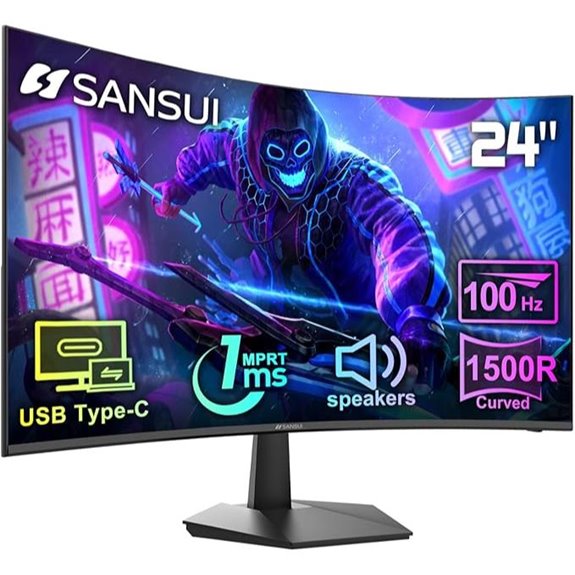 SANSUI 24 Curved Monitor with HDMI USB-C Speakers