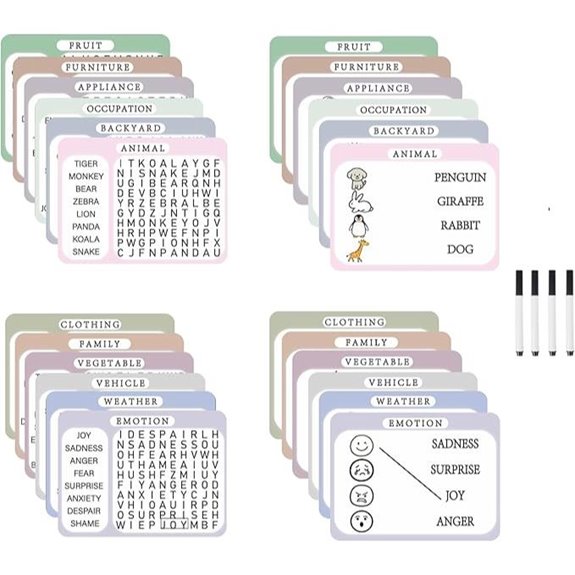 12 Pcs Reusable Word Search Cards for Dementia