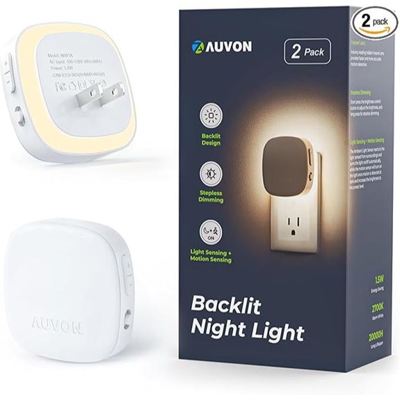 AUVON Dimmable Motion Sensor Night Light (2 Pack)