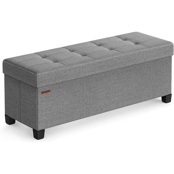 SONGMICS Storage Ottoman Bench with Legs Dove Gray
