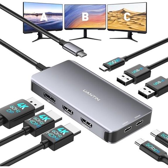 USB C Docking Station for Dual/Triple 4K Monitors