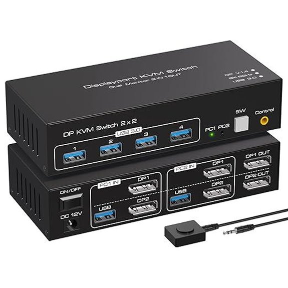 Displayport Dual Monitor KVM Switch with USB 3.0