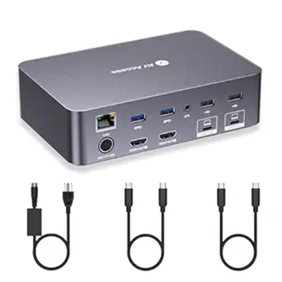 AV Access KVM Switch Dock for 2 Monitors & Laptops