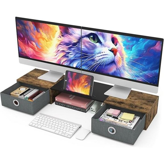 WESTREE Dual Monitor Stand with Drawers and Storage
