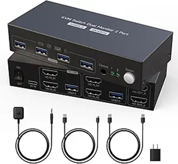 HDMI KVM Switch 2 Monitors & 2 PCs 4K60Hz