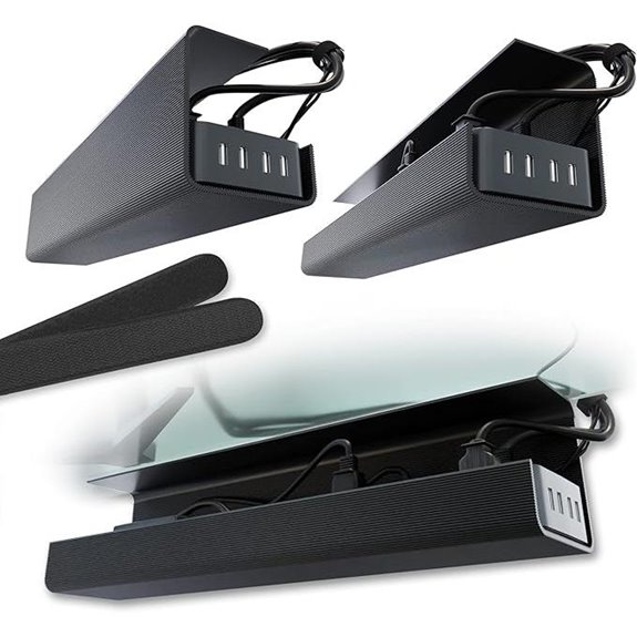 No-Screw Under Desk Cable Management Tray (Set of 2)