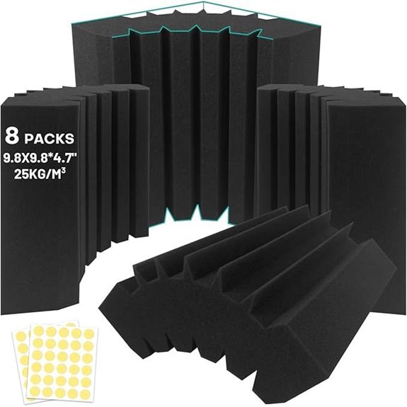 8 Pack Acoustic Foam Bass Traps for Studio Corners