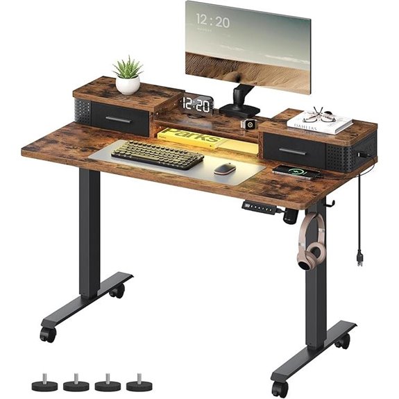 VASAGLE Electric Standing Desk with Storage and Power