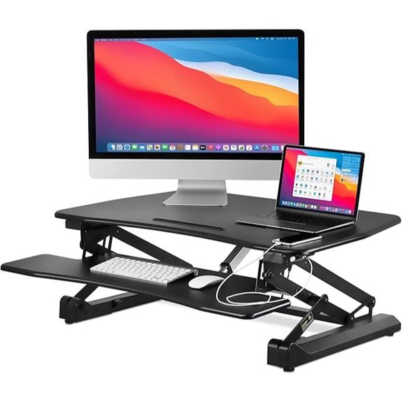 Mount-It! Electric Sit-Stand Desk Converter with USB