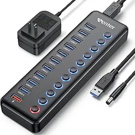 Wenter 11-Port USB Hub with Charging and Switches