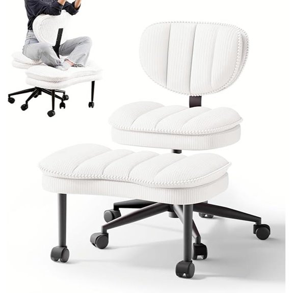 Cross-Legged Ergonomic Office Chair with Wheels