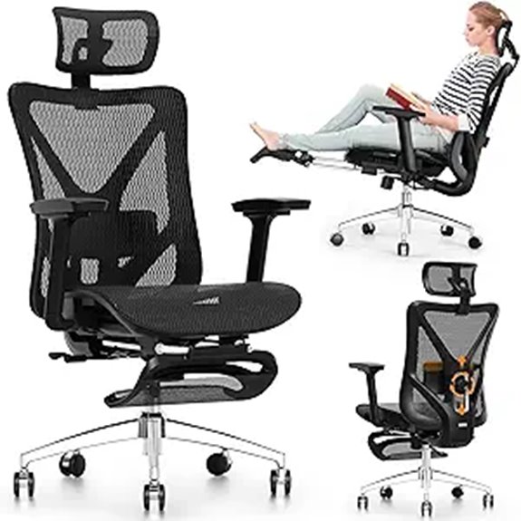 GABRYLLY Ergonomic Mesh Office Chair with Footrest