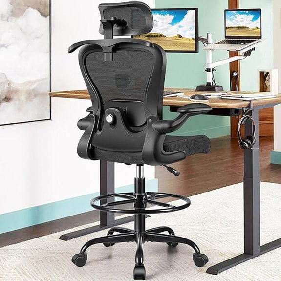 Drafting Office Chair with Lumbar Head Support