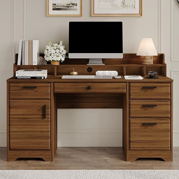Executive Desk with Storage and File Drawers
