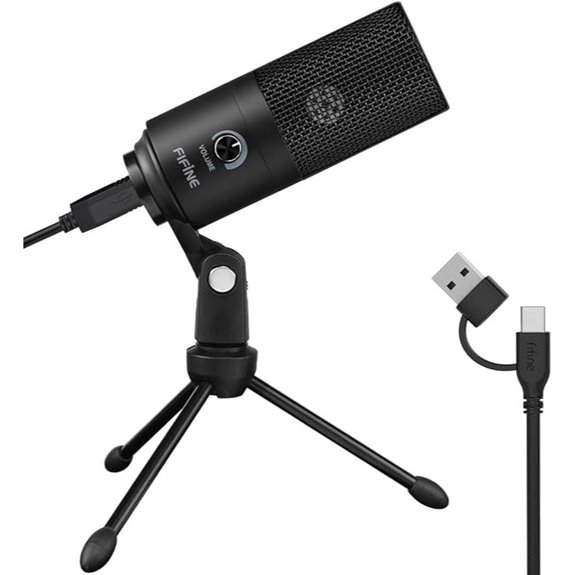 FIFINE USB Condenser Microphone for Recording and Streaming