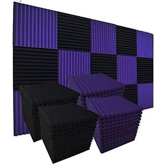 52 Pack Acoustic Wall Foam Panels (Black/Purple)