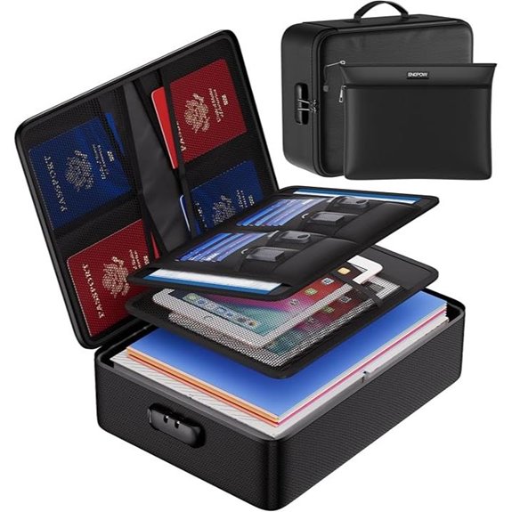ENGPOW Fireproof Document Bag with Lock and Organizer