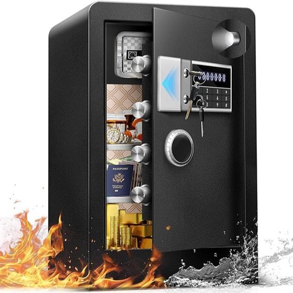 Fireproof Waterproof Safe Box with Lock and Shelves