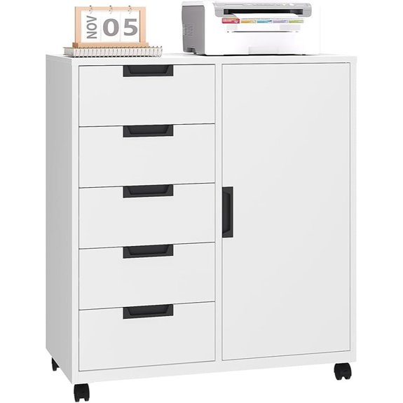 Office Storage Cabinet with 5 Drawers and Shelves