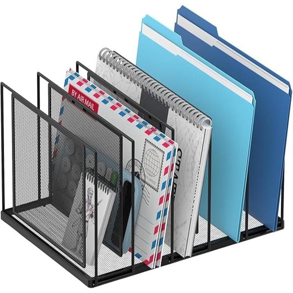 Vertical Metal File Organizer for Desk (5 Sections)