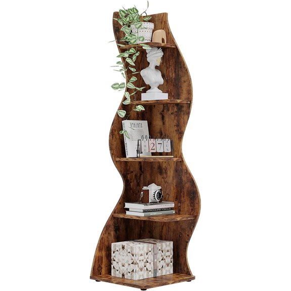 Tribesigns Corner Shelf 5-Tier Wall Bookcase