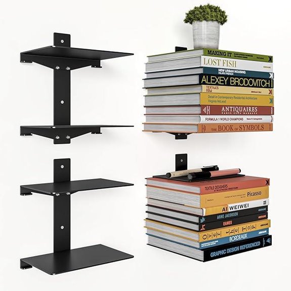 Fun Memories Floating Bookshelves 2 Pack Black