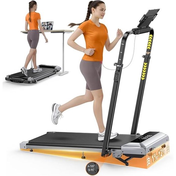 Folding Walking Pad Treadmill with Incline & App