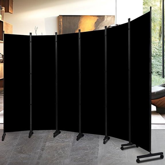 Folding Privacy Room Divider with Lockable Wheels