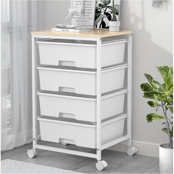 four drawer lockable utility cart