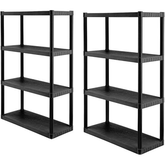 CX 4-Tier Plastic Storage Shelving Unit 2-Pack