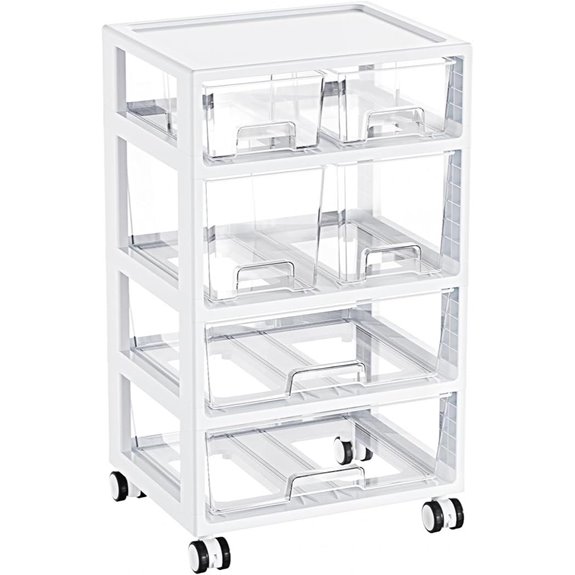 Vtopmart 4-Tier Plastic Drawer Organizer with Wheels