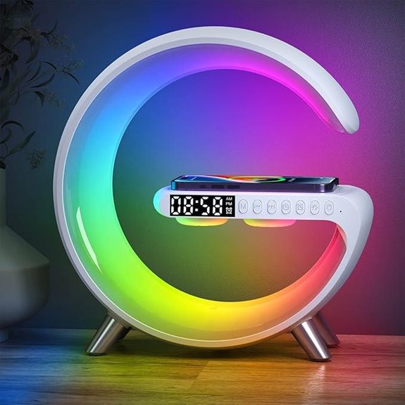 Smart G-Shaped LED Lamp with Wireless Charger & Speaker