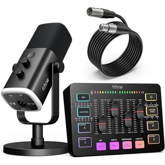 FIFINE Gaming Microphone & Mixer Set for Streaming