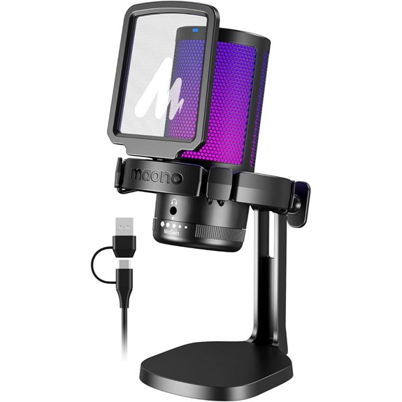 MAONO USB Gaming Microphone with RGB & Noise Cancellation