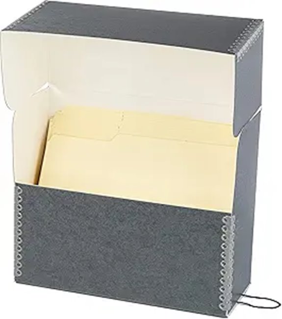 Archival Document Storage Box with 12 Folders Gray