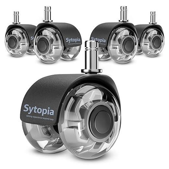 Office Chair Wheels 2 Casters Set of 5 Gray