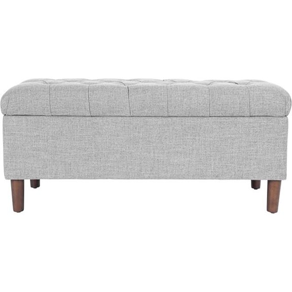 Tufted Ainsley Storage Ottoman Bench Gray Woven