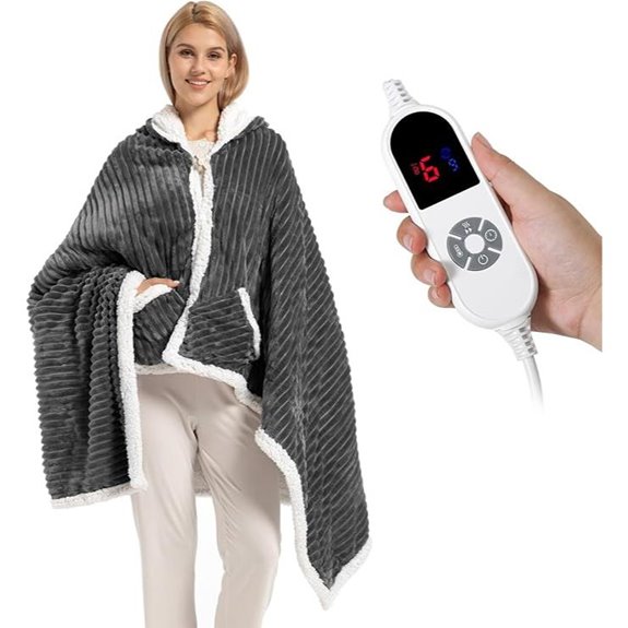 Electric Heated Blanket Hoodie with 6 Levels & Auto-Off