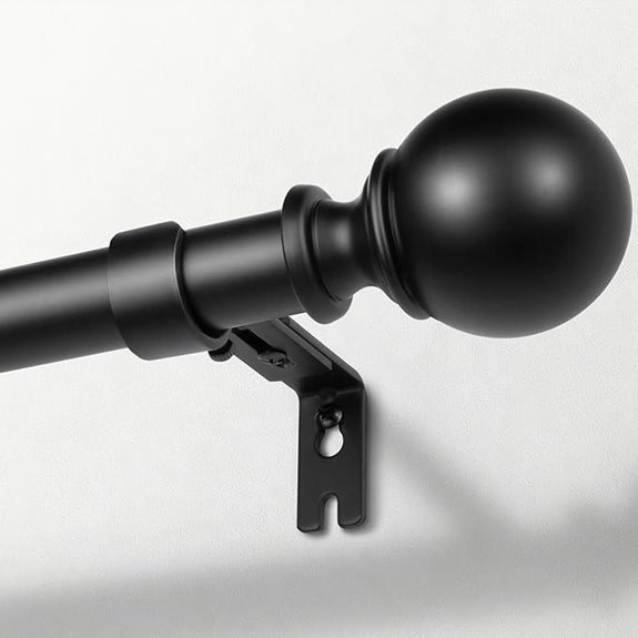 Zeerobee Adjustable Heavy Duty Black Curtain Rod
