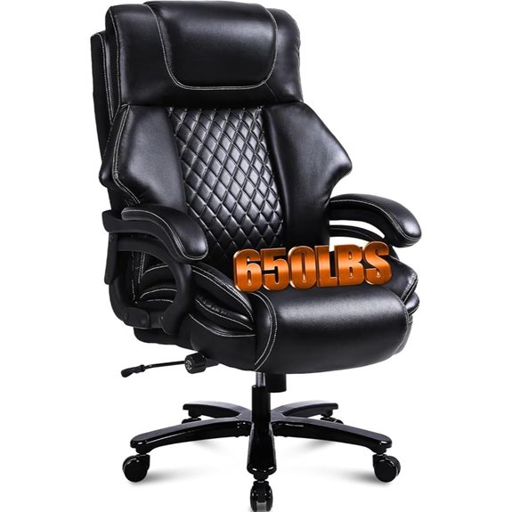BOSMILLER Heavy-Duty Leather Office Chair with Lumbar