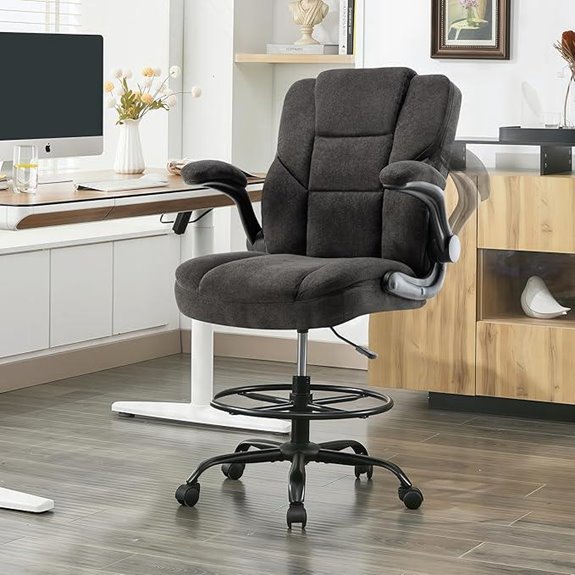 Drafting Chair 500Lbs Tall Office Stool with Flip-up Arms