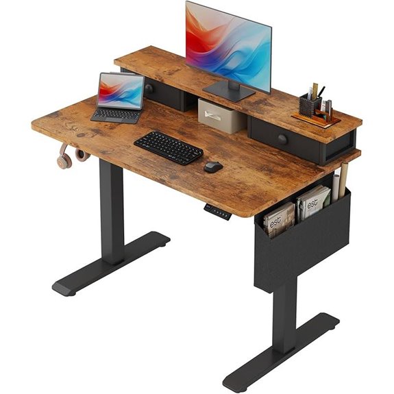 Adjustable Height Sit-Stand Desk with Storage