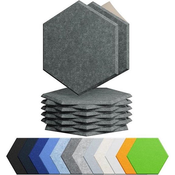 12 Pack Hexagon Acoustic Foam Panels in Moonlight Grey