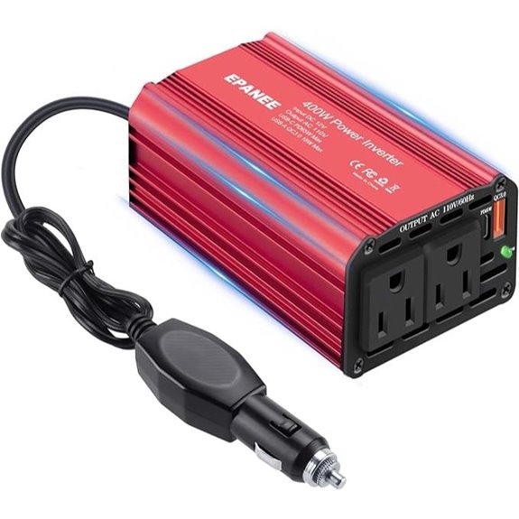 400W 12V DC to 110V AC Power Inverter with USB-C