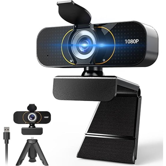1080p Webcam with Microphone Tripod Privacy Cover