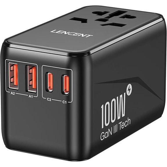 LENCENT 100W GaN3 Universal Travel Adapter with Fast Charging