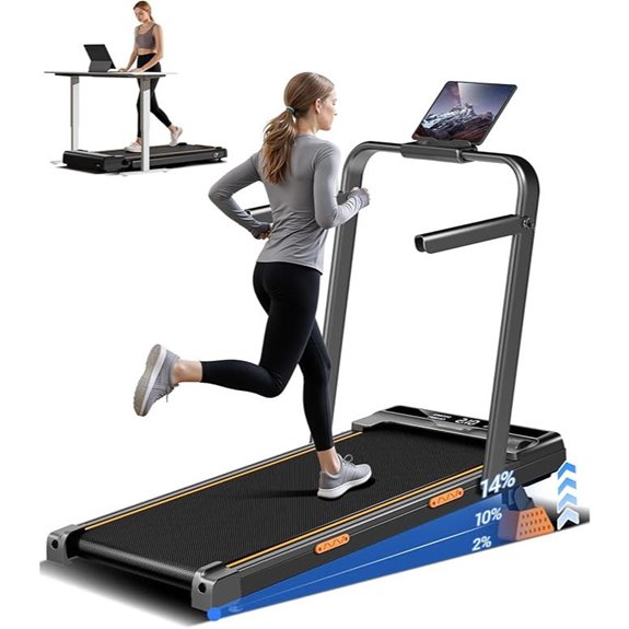 14% Incline Foldable Walking Treadmill with Handles